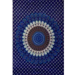 Blue Peacock Mandala Print Cotton Poster - Image 2