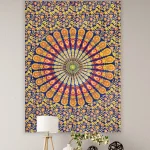 Blue Peacock Mandala Wall Hanging Poster