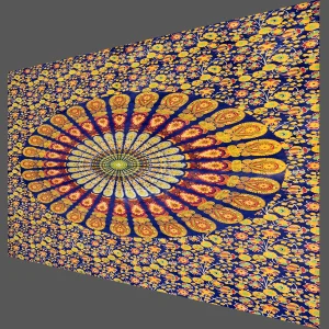 Blue Peacock Mandala Wall Hanging Poster - Image 3