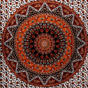 Brown Elephant Mandala Printed Wall Decor Tapestry - Image 3