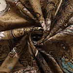 Brown Paisley Print Dressmaking Craft Rayon Fabric - Image 2
