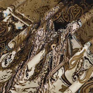 Brown Paisley Print Dressmaking Craft Rayon Fabric - Image 3