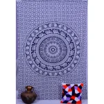 Cotton Bed Cover Black Elephant Mandala Printed Tapestry