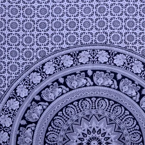 Cotton Bed Cover Black Elephant Mandala Printed Tapestry - Image 5