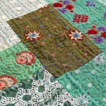 Cotton Patchwork Kantha Quilt Green Sofa Blanket - Image 3