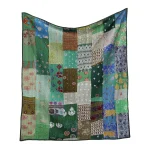 Cotton Patchwork Kantha Quilt Green Sofa Blanket - Image 2