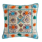 Decorative Tufted & Hand Block Print Dhurrie Cushion Cover - Image 3
