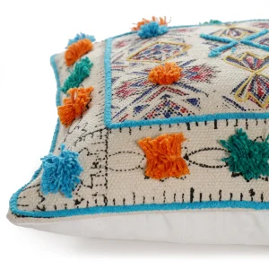 Decorative Tufted & Hand Block Print Dhurrie Cushion Cover - Image 6