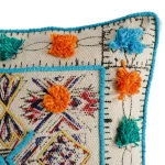Decorative Tufted & Hand Block Print Dhurrie Cushion Cover - Image 5