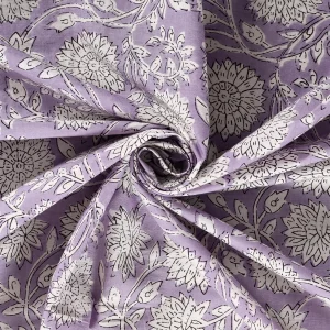 Dress Making Purple Floral Print Cotton Fabric - Image 3