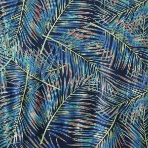 Dressmaking 3 Yard Indian Rayon Fabric Blue Leaf Print - Image 4