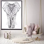 Elephant Mandala Bedding Beach Throw Poster