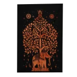 Elephant Tree of Life Black Tapestry - Image 2