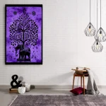 Elephant Tree of Life Tapestry Purple Color