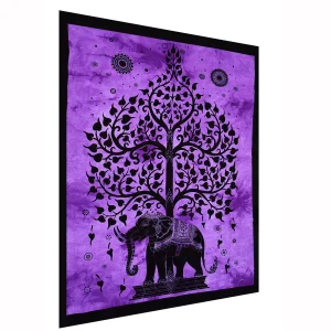 Elephant Tree of Life Tapestry Purple Color - Image 3