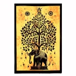 Elephant Tree of Life Wall Hanging Yellow Tapestry - Image 2