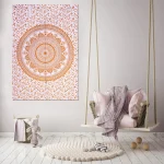 Gold White Ombre Mandala Printed Tapestry