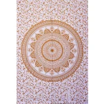 Gold White Ombre Mandala Printed Tapestry - Image 2