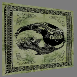 Green Dragon With Yin Yang Indian Tapestry - Image 3