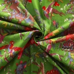 Green Dress Material Bird Printed Cotton Fabric - Image 3