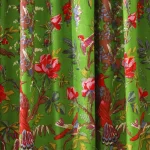 Green Dress Material Bird Printed Cotton Fabric - Image 2
