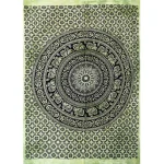 Green Elephant Mandala Printed Ethnic Indian Cotton Tapestry - Image 2