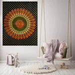 Green Peacock Mandala Tapestry Wall Hanging