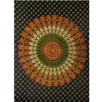 Green Peacock Mandala Tapestry Wall Hanging - Image 2