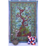 Green Tree of Life Printed Wall hanging Single Bed Cover
