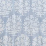 Grey Hand Flower Printed Handmade Cotton Fabric - Image 4