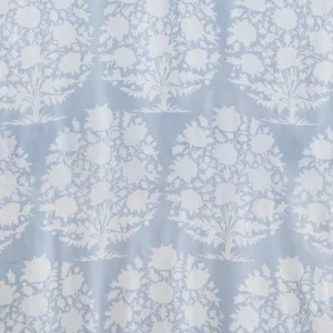 Grey Hand Flower Printed Handmade Cotton Fabric - Image 4