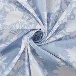 Grey Hand Flower Printed Handmade Cotton Fabric - Image 2