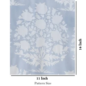 Grey Hand Flower Printed Handmade Cotton Fabric - Image 5