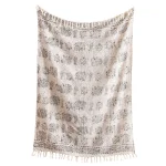 Hand Block Elephant Printed Blankets Home Decor Throw - Image 4