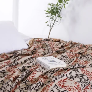 Hand Block Leaf Printed Handloom Cotton Bed Thorw - Image 4