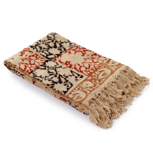 Hand Block Leaf Printed Handloom Cotton Bed Thorw - Image 3