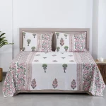 Hand Block Print Bed Cover With Pillow Covers