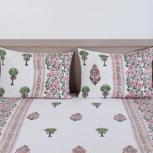 Hand Block Print Bed Cover With Pillow Covers - Image 3