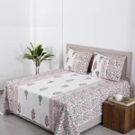 Hand Block Print Bed Cover With Pillow Covers - Image 2