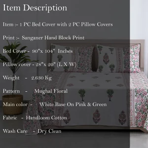 Hand Block Print Bed Cover With Pillow Covers - Image 5