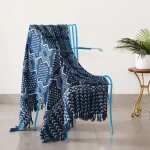 Hand block Print Indigo Blue Mudcloth Throw
