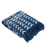 Hand block Print Indigo Blue Mudcloth Throw - Image 2