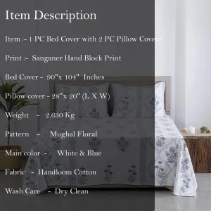 Hand Block Print Quilt King Size Cotton Bed Cover Throw - Image 5