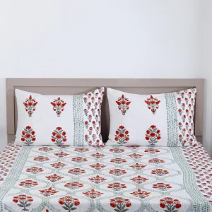 Hand Block Printed Bed Cover King Size Mud Throw - Image 3