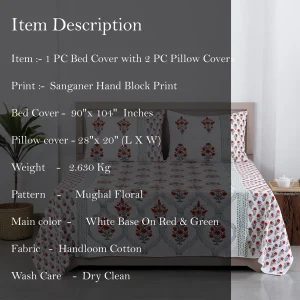 Hand Block Printed Bed Cover King Size Mud Throw - Image 5