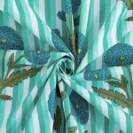 Hand Made Green Flower Print Craft Cotton Fabric - Image 2