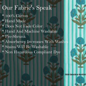 Hand Made Green Flower Print Craft Cotton Fabric - Image 5
