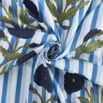 Handmade Blue Floral Print Cotton Fabric - Image 2