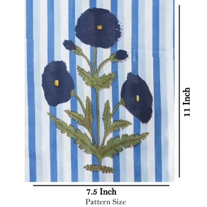 Handmade Blue Floral Print Cotton Fabric - Image 5