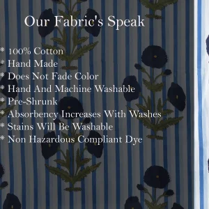Handmade Blue Floral Print Cotton Fabric - Image 6